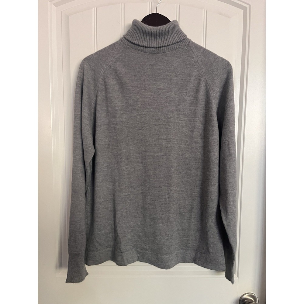 Vintage 90s Turtleneck Sweater PuritaSoft Women's Large Gray Raglan Sleeves 311